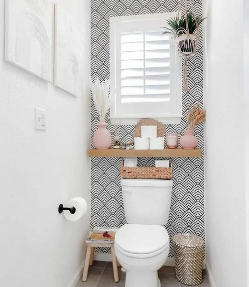 Make a dramatic statement with graphic black-and-white boho wallpaper