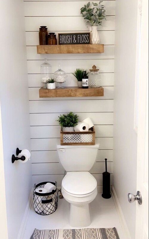 Effortless boho organization: natural woven baskets and clear glass jars