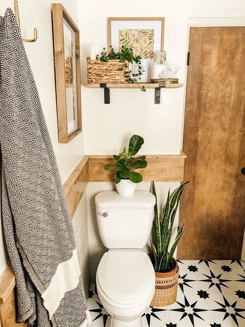 Textured patterned tiles create dimensional boho charm