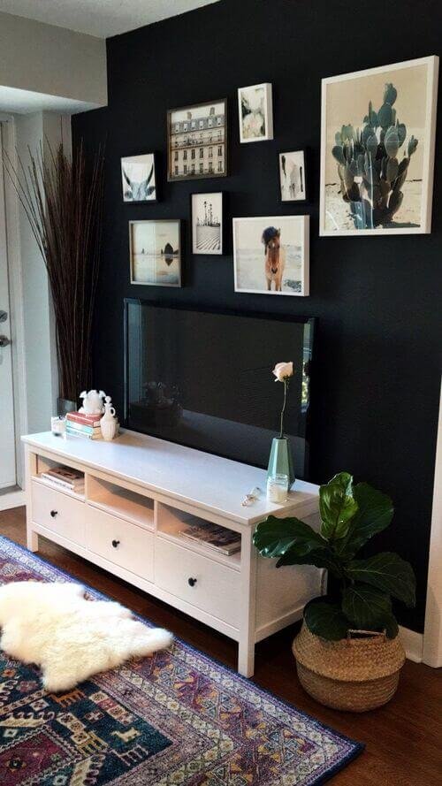 Dramatic dark backdrop for statement art pieces