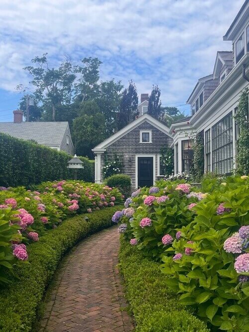 Add timeless charm and structure to your garden with a classic brick pathway