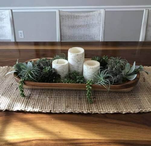 Mini desertscape in a wooden trough
