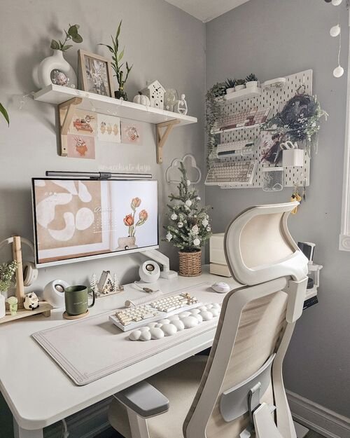 Embrace calm productivity with a cozy minimalist desk setup