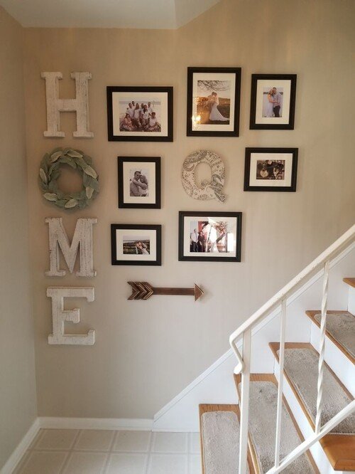 A rustic "Home" themed gallery wall