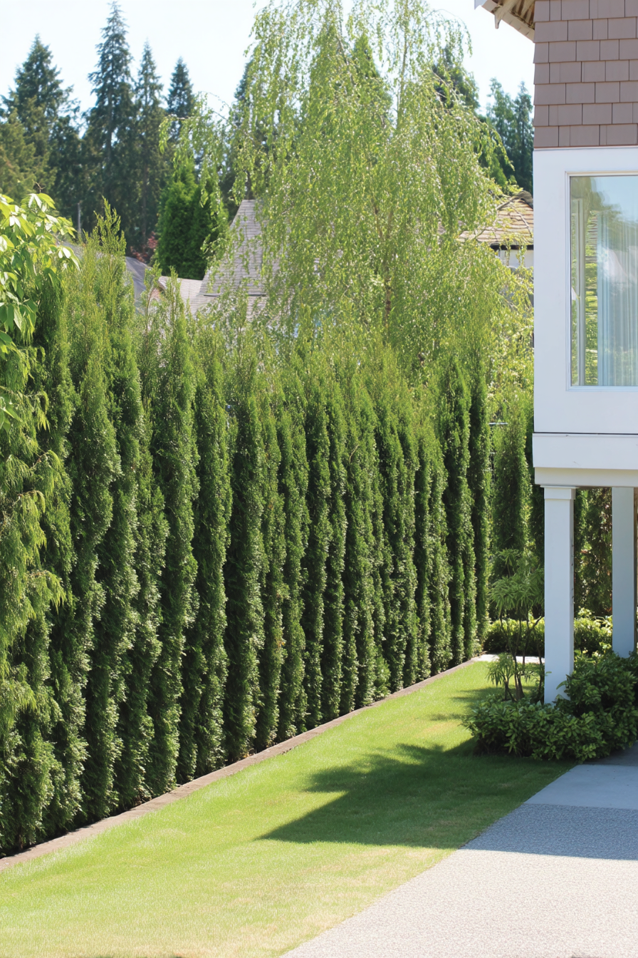 Create a private backyard sanctuary with a lush evergreen hedge