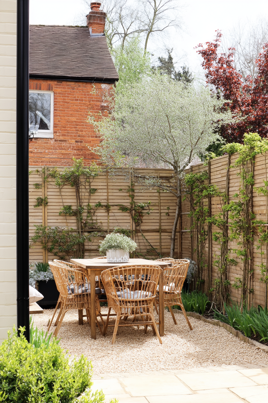 Create an inviting retreat with a cozy gravel patio embraced by lush greenery